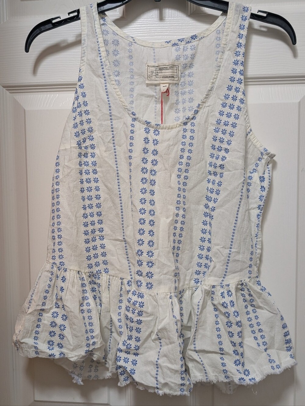 NWT Current/Elliott The Ballet Tank Daisy Striped Top Peplum Womens Size 1 Small